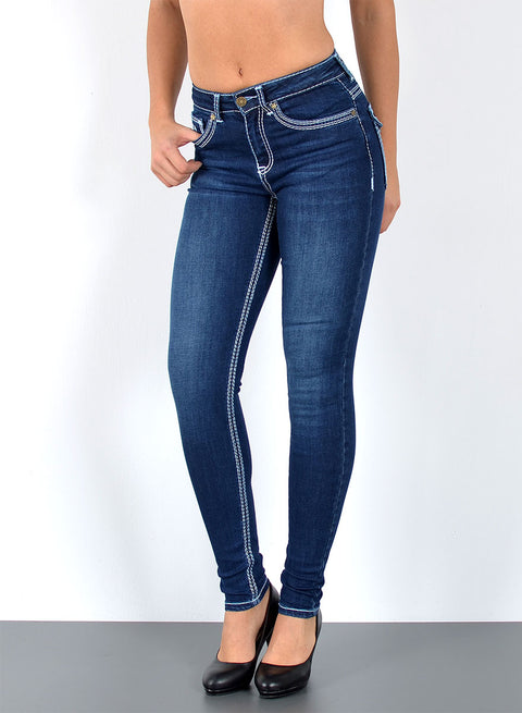 High Rise Damen Skinny Fit Jeans mit dicken Nähten