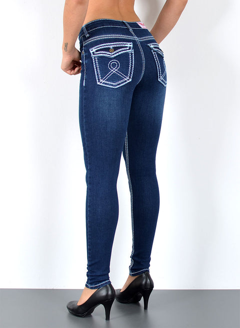 High Rise Damen Skinny Fit Jeans mit dicken Nähten
