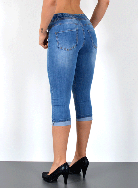 Capri Jeans mit Gummibund