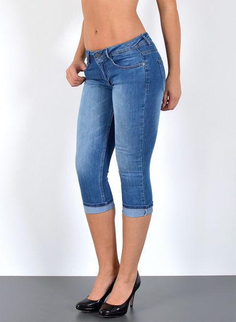 Damen Capri Jeans Low Rise Stretch