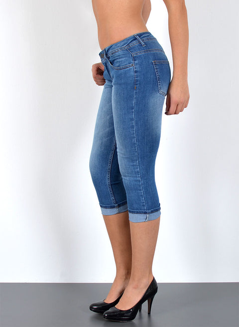 Damen Capri Jeans Low Rise Stretch