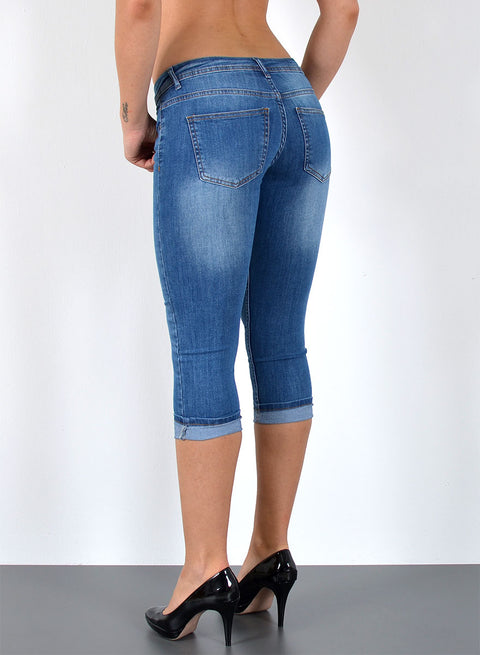 Damen Capri Jeans Low Rise Stretch