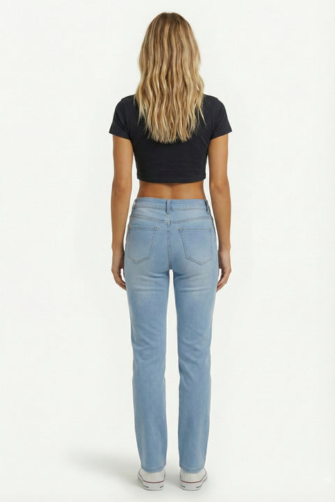 Straight Fit Jeans Damen High Waist Stretch