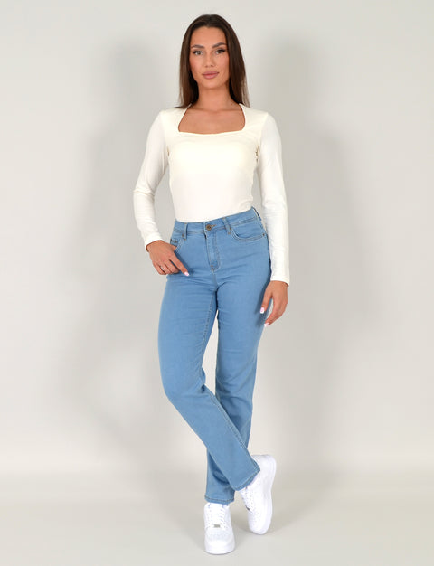 High Waist Jeans Straight Leg