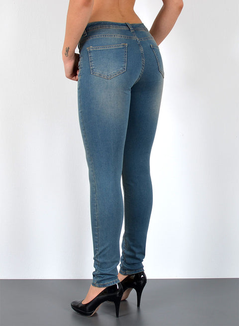 Damen Hose Hoch Bund Skinny Leg Jeans