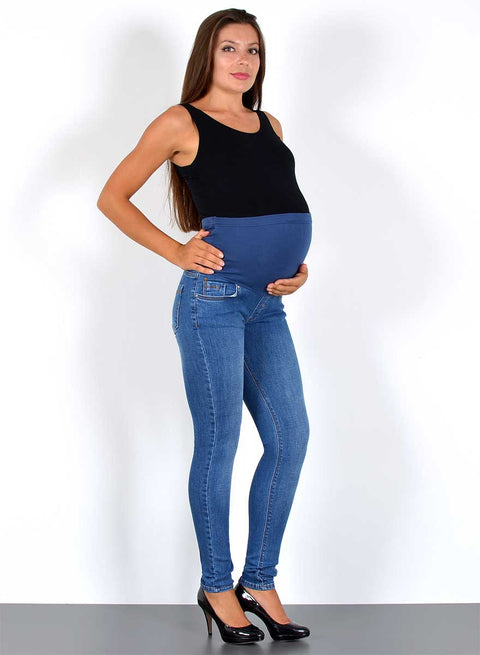 Damen Umstandshose Skinny Fit Blau