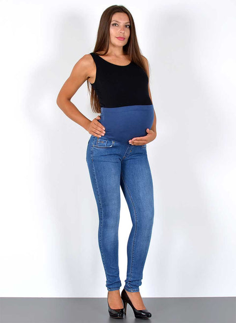 Damen Umstandshose Skinny Fit Blau