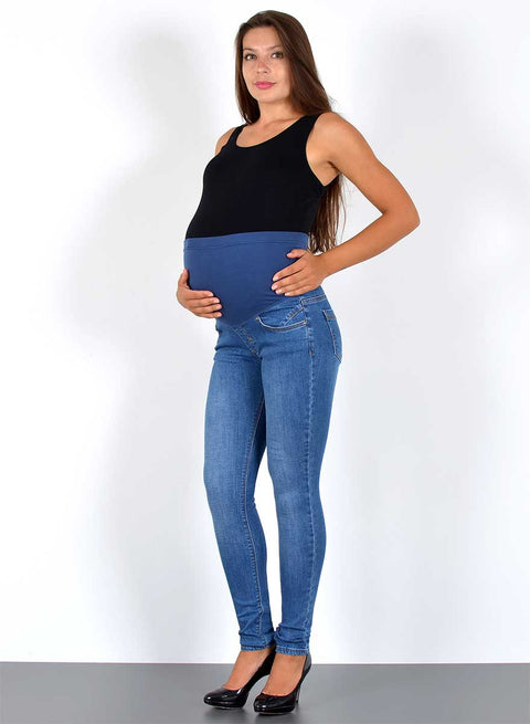 Damen Umstandshose Skinny Fit Blau