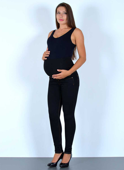 Damen Umstandshose Skinny Fit Schwarz