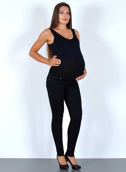 Damen Umstandshose Skinny Schwarz