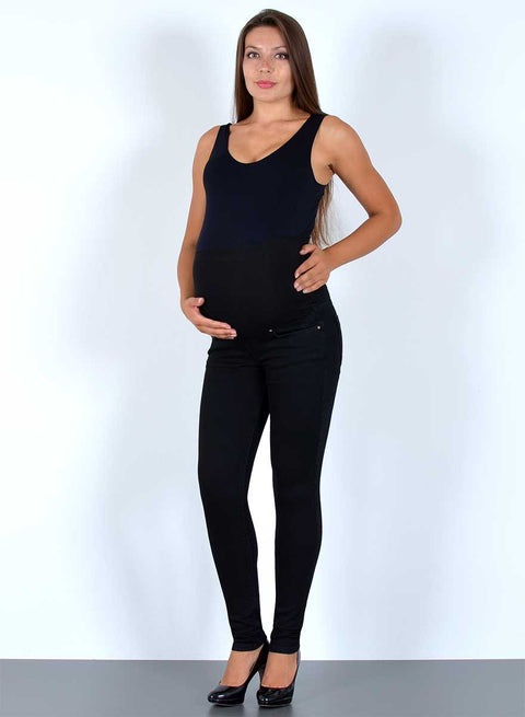Damen Umstandshose Skinny Schwarz