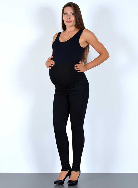 Damen Umstandshose Skinny Schwarz