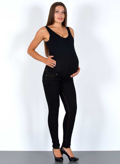 Damen Umstandhose Stretch Skinny Fit Schwarz