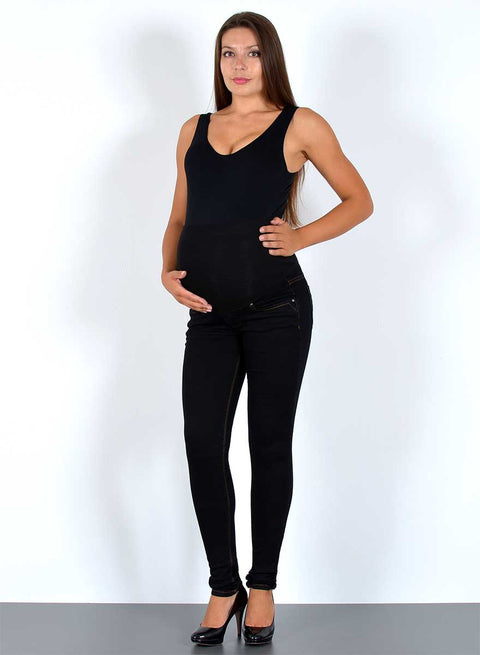 Damen Umstandhose Stretch Skinny Fit Schwarz