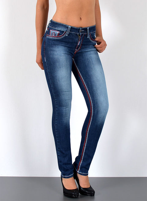 High Waist Jeans Straight Leg mit dicker Naht