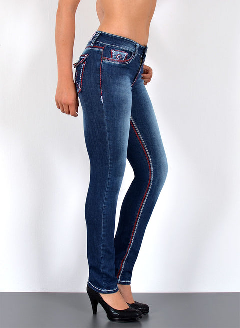 High Waist Jeans Straight Leg mit dicker Naht