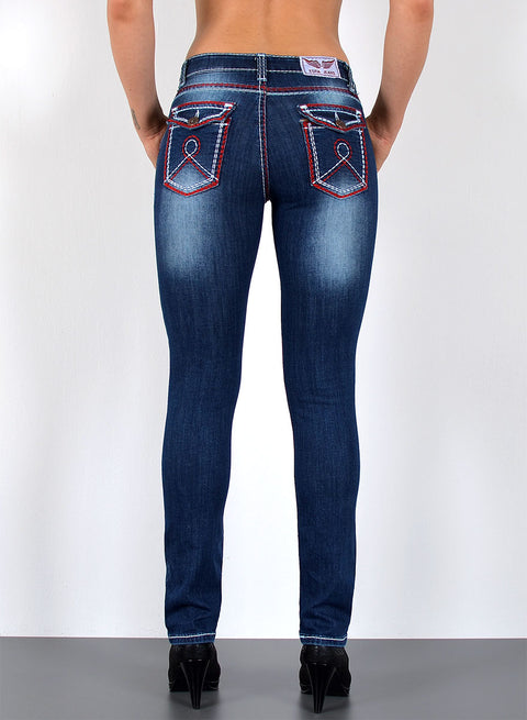 High Waist Jeans Straight Leg mit dicker Naht