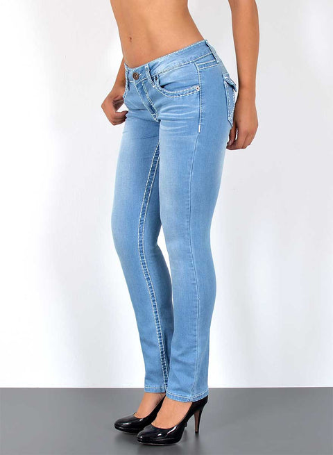 High Waist Jeans Hose Straight Fit mit dicker Naht Esra