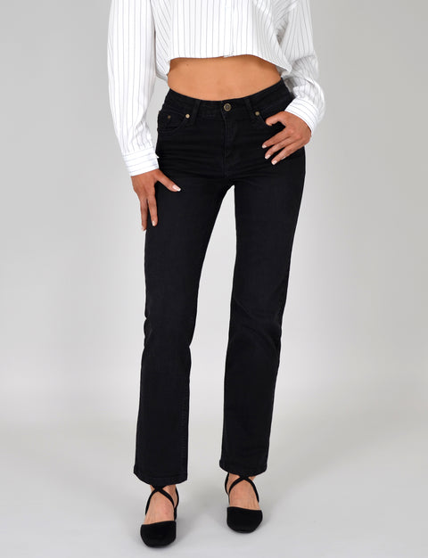 High Waist Straight Fit Jeans Hose Geradeschnitt