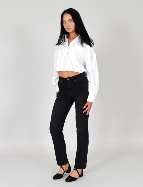 High Waist Straight Fit Jeans Hose Geradeschnitt