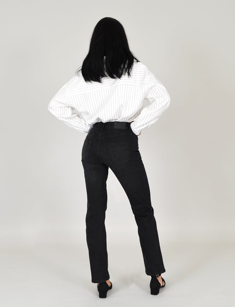 High Waist Straight Fit Jeans Hose Geradeschnitt