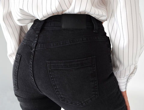 High Waist Straight Fit Jeans Hose Geradeschnitt