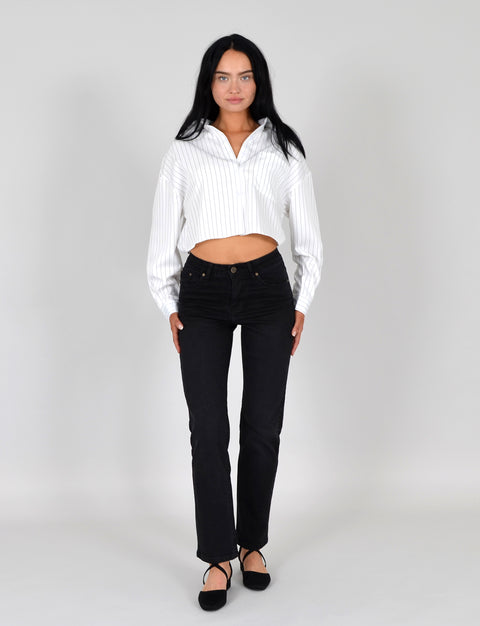 High Waist Straight Fit Jeans Hose Geradeschnitt