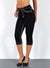 Schwarze Damen Jeans Capri mit dicker Naht