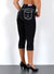 Schwarze Damen Jeans Capri mit dicker Naht