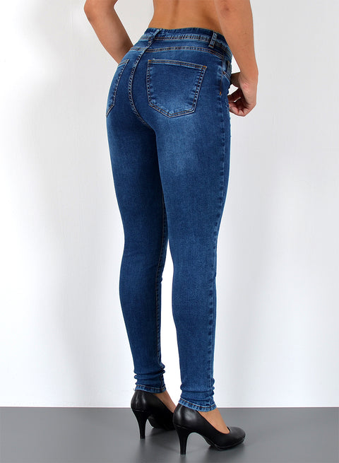 High Waist Jeans Skinny Leg Damen Hose