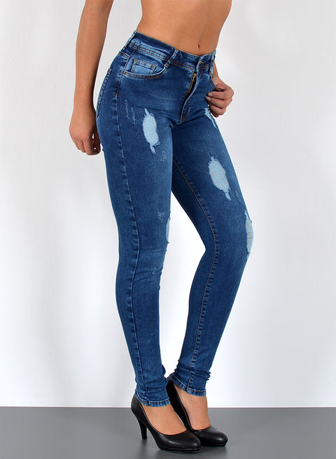High Waist Jeans Skinny Leg Damen Hose