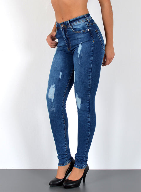 High Waist Jeans Skinny Leg Damen Hose