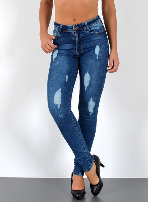 High Waist Jeans Skinny Leg Damen Hose