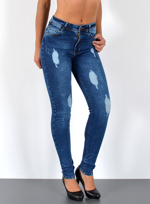 High Waist Jeans Skinny Leg Damen Hose