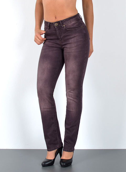 Damen High Rise Jeans Straight mit Stretch