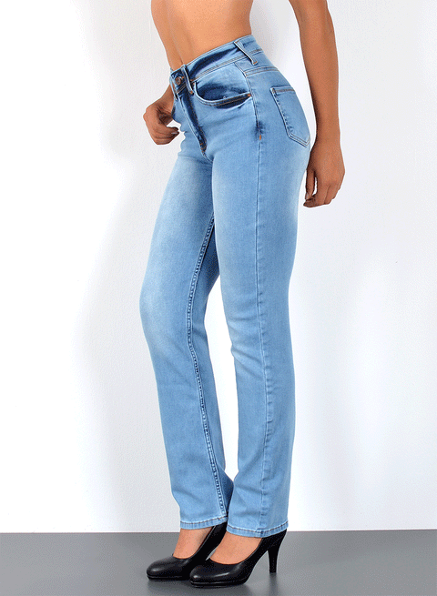 High Waist Jeans Straight Fit Stretch Hose