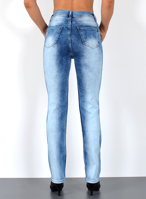 High Waist Jeans Straight Leg Stretch Hose