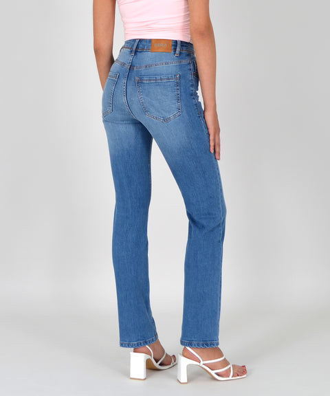 High Waist Damen Jeans Straight Fit Hose