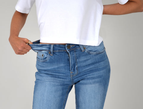 High Waist Damen Jeans Straight Fit Hose
