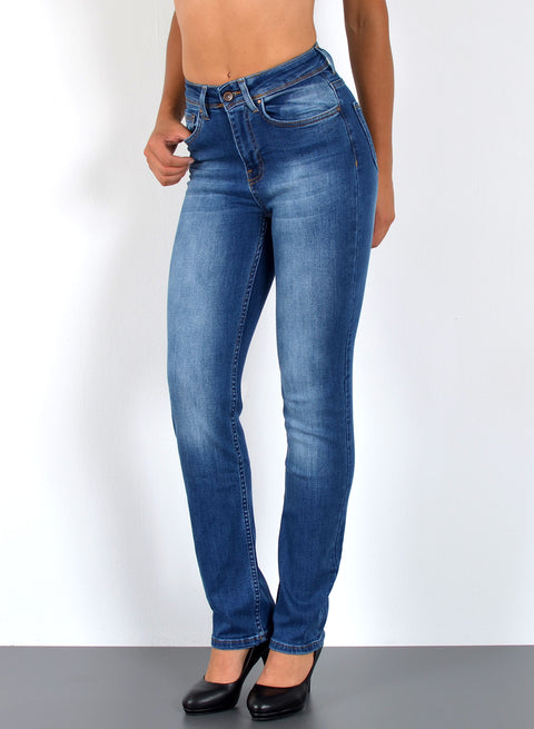 High Waist Jeans Straight Fit Stretch Hose