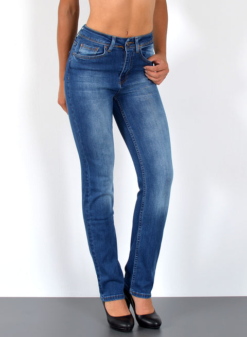 High Waist Jeans Straight Fit Stretch Hose