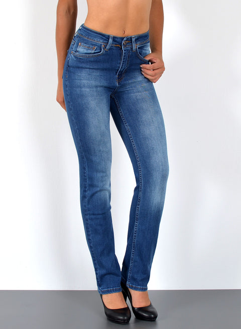 High Waist Jeans Straight Fit Stretch Hose