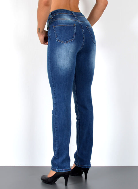 High Waist Jeans Straight Fit Stretch Hose