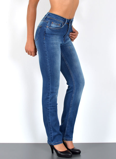 High Waist Jeans Straight Fit Stretch Hose