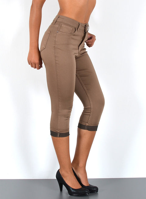 Braune Capri Jeans High Waist