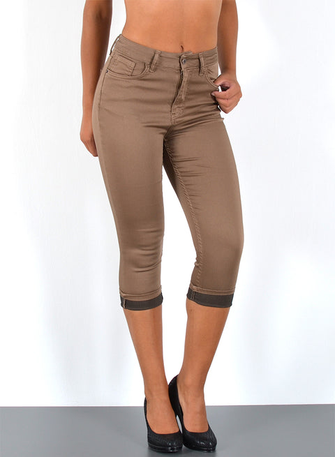 Braune Capri Jeans High Waist
