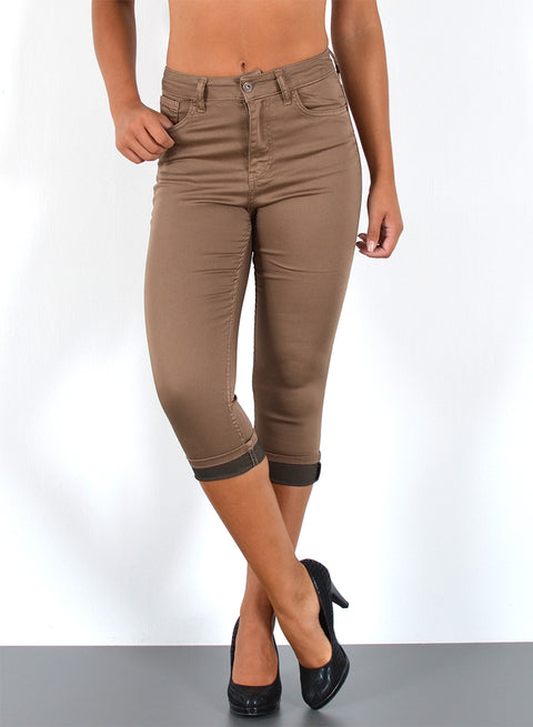 Braune Capri Jeans High Waist