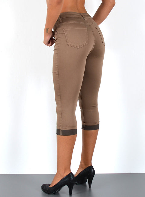 Braune Capri Jeans High Waist