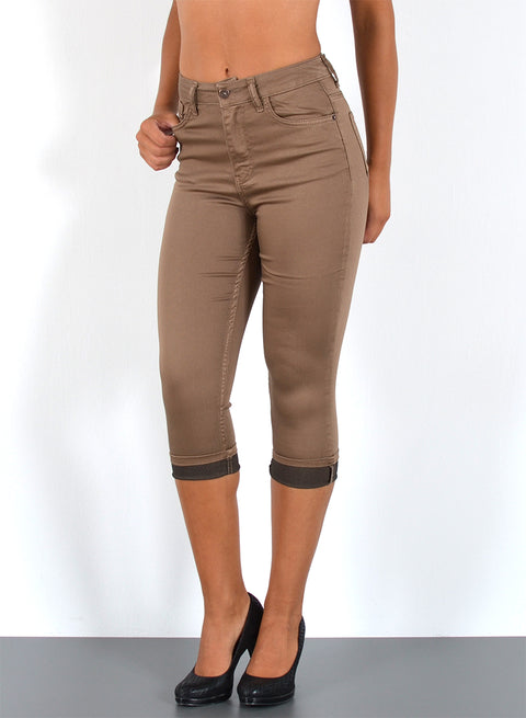 Braune Capri Jeans High Waist
