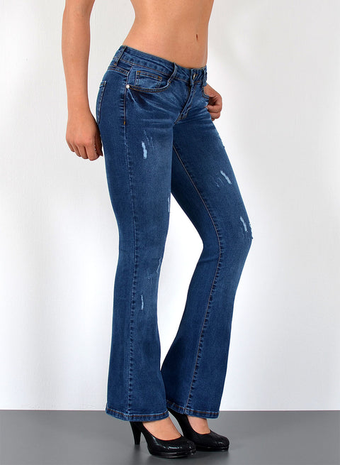 Bootcut Jeans mit Rissen und Stretch